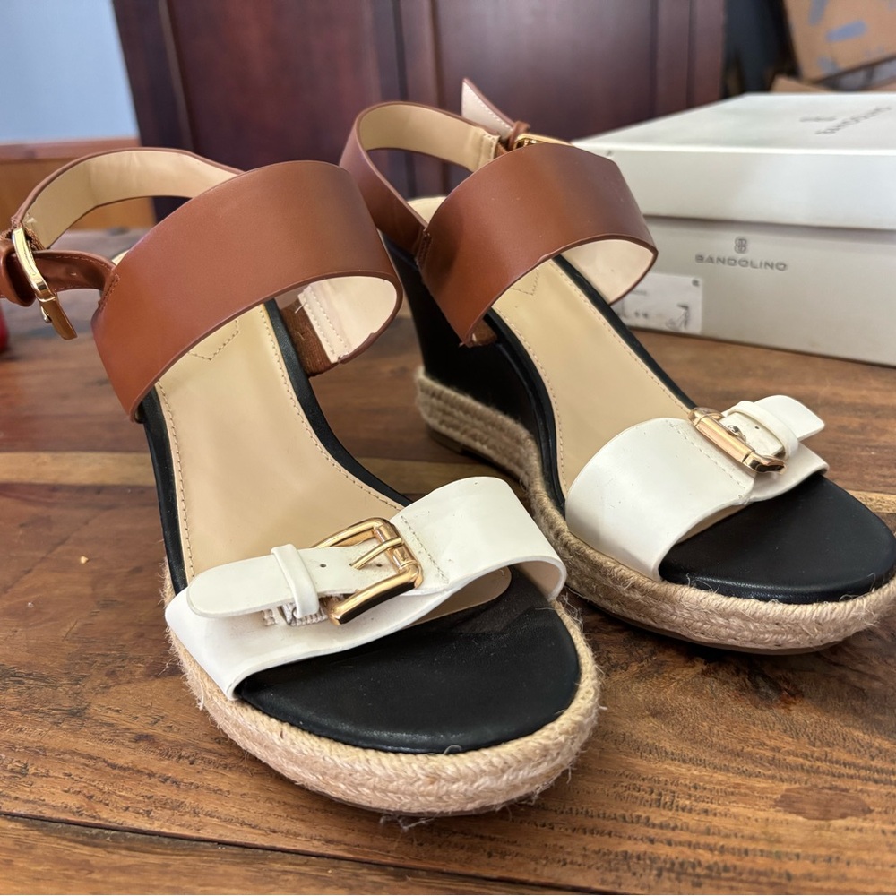 Liz Claiborne Brown and White Espadrille Sandals - Picture 2 of 6